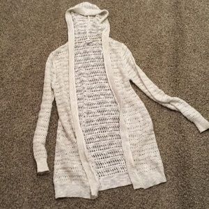 Justice Long Sparkly White Cardigan girls 18